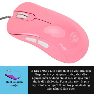Chuột chơi game led E-DRA EM660 Lite BLACK/PINK