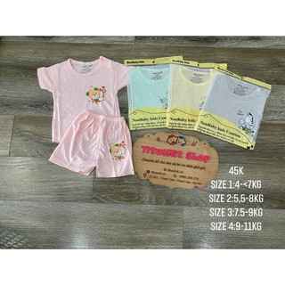 Bộ cộc noubaby cài vai thông hơi sợi tre