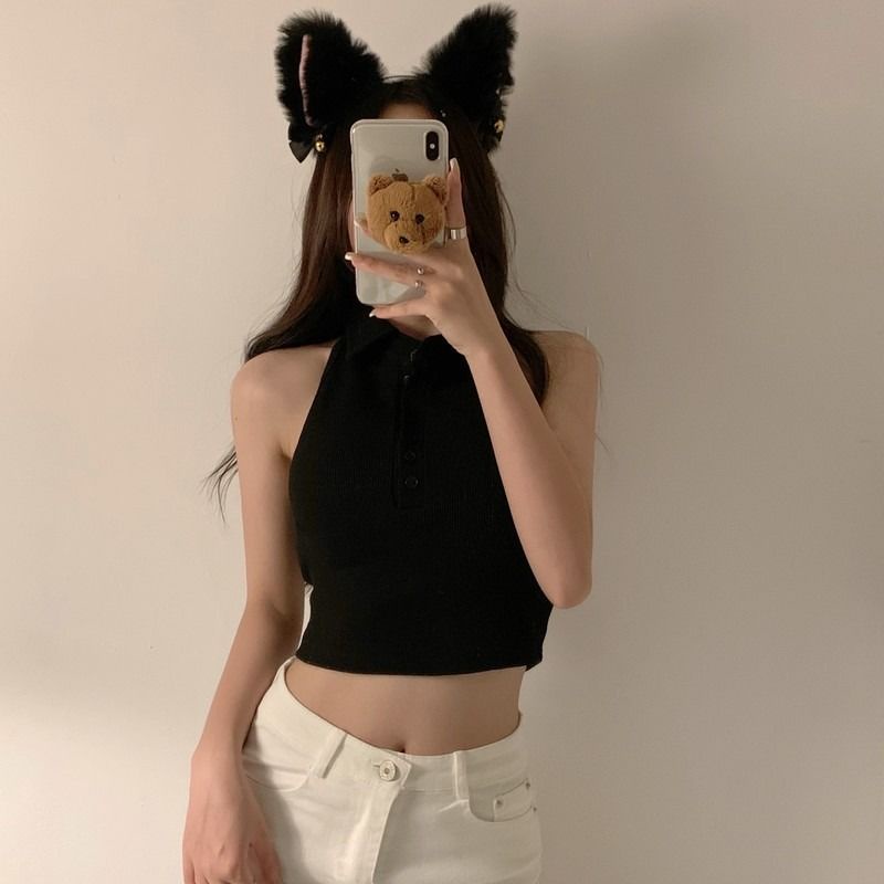 Áo cổ Polo màu sắc trơn quyến rũ cho nữ COZOK