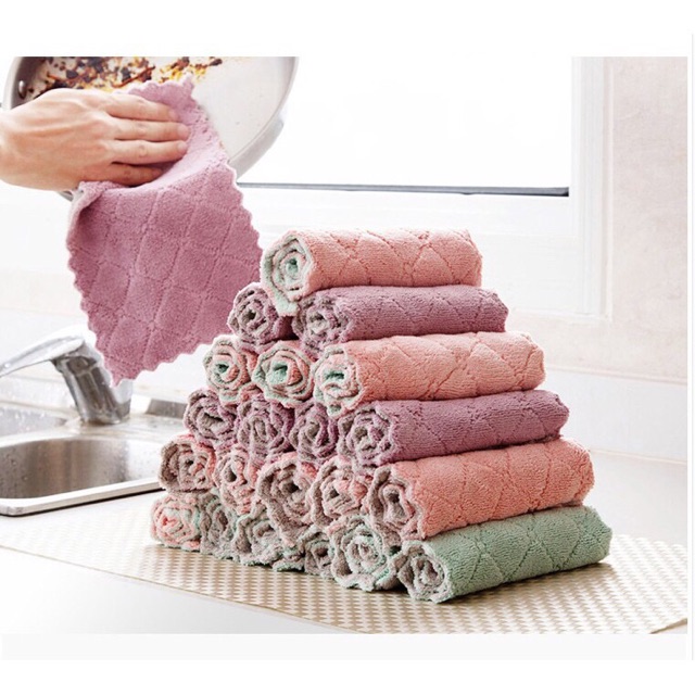 Sét 10 khăn 2 mặt siêu thấm hút