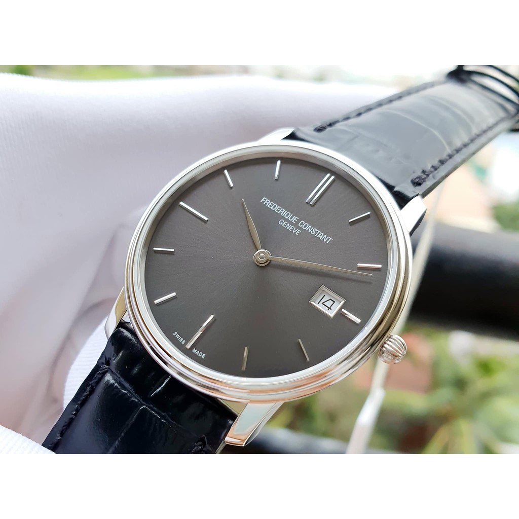 đồng hồ nam FC Quartz Slimline Date Black Leather - FC-220NG4S6