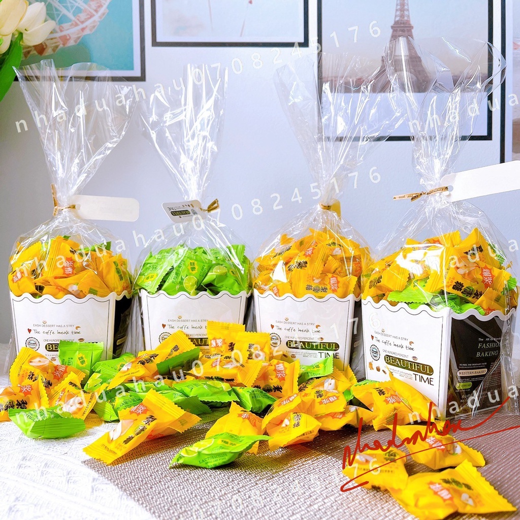 HOT - Túi kẹo dẻo có nhân siro chảy vị quả lê/ vị yogurt lime Hongkong túi 300gam