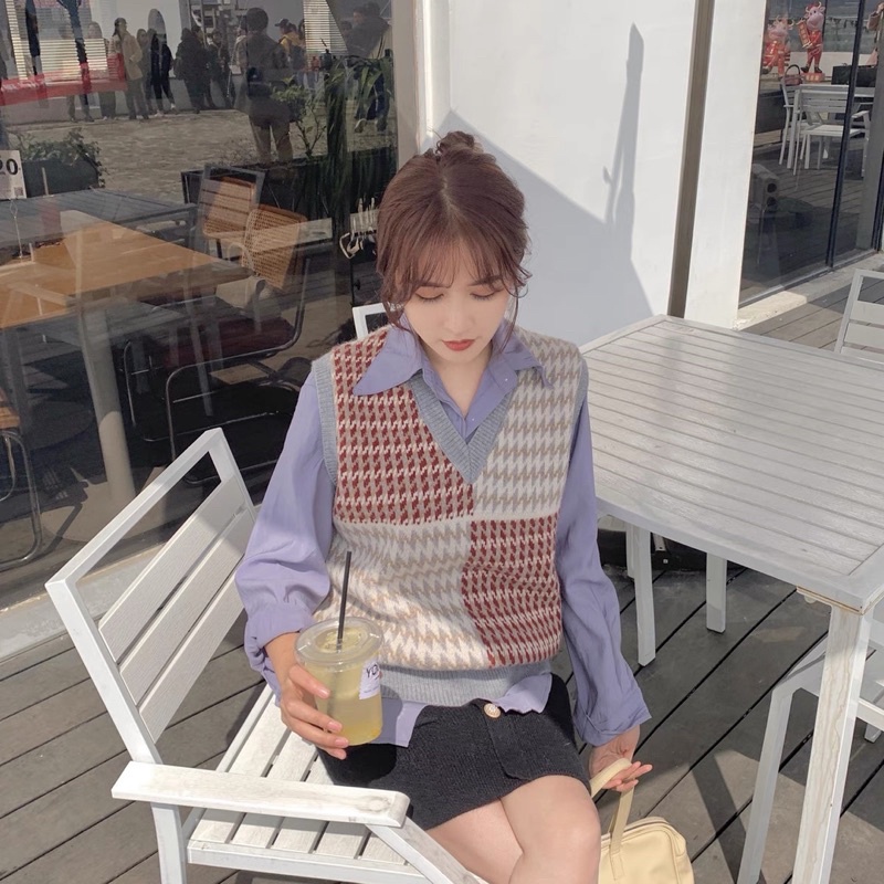 ÁO GILE LEN KẺ ULZZANG PHỐI QUẢNG CHÂU🦋