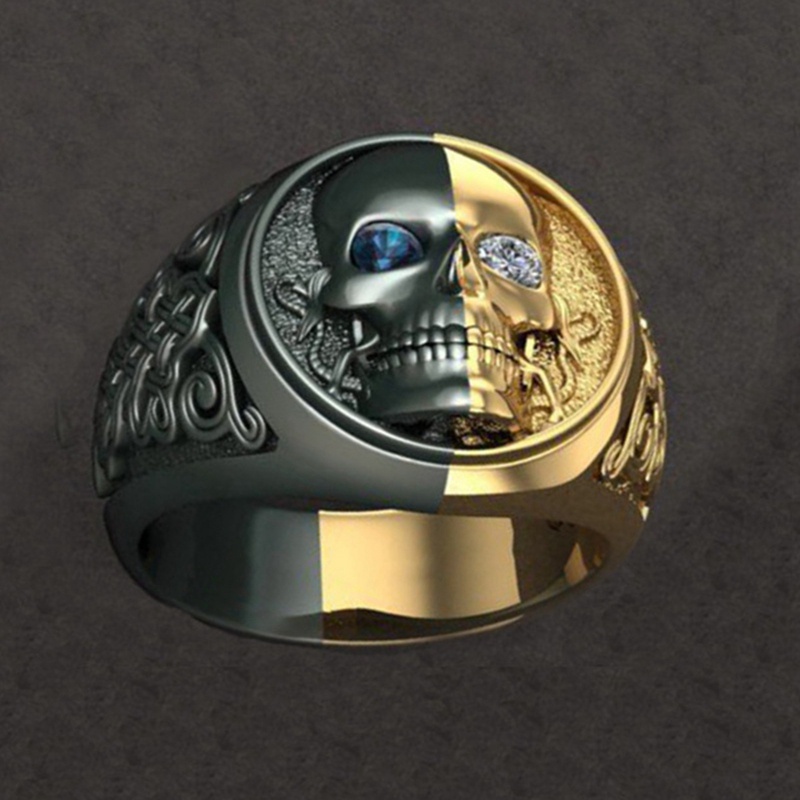 Nhẫn hình đầu lâu đính đá thời trang cho nam