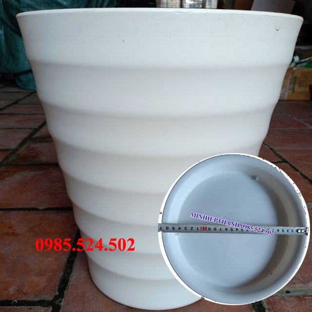 combo 2 chậu tròn xoắn trồng cây kèm 2 đĩa chậu