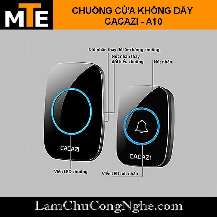 Chuông cửa không dây CACAZI A10 - 1 nút bấm