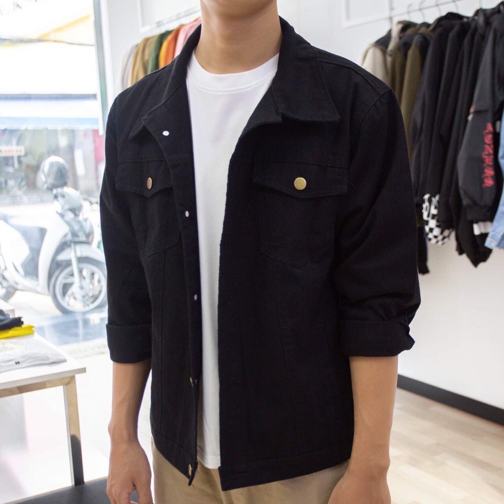 Áo khoác Kaki JEAN Basic from rộng Unisex  Ulzzang Hàn Quốc.BEST