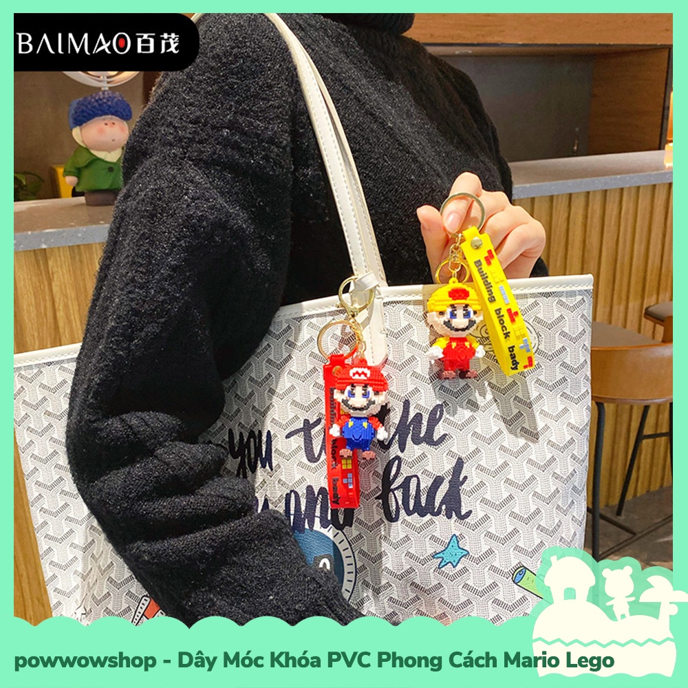 [Sẵn VN - Hỏa Tốc] Dây Móc Khóa PVC Kiểu Dáng Nhân Vật Game Super Mario Phong Cách Lego
