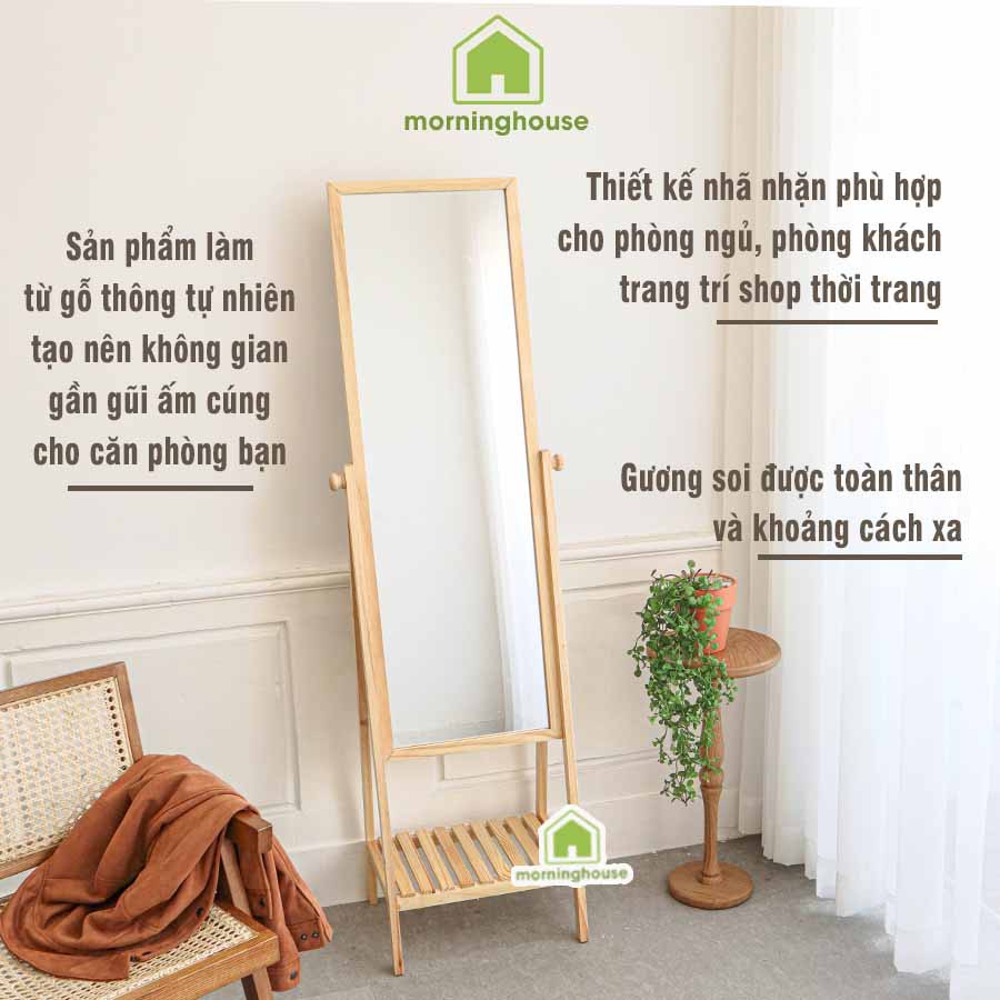 [Mã LIFE50KALL giảm 10% đơn 200K] Gương Soi Toàn Thân Phối Kệ Morning House- Gương trang trí