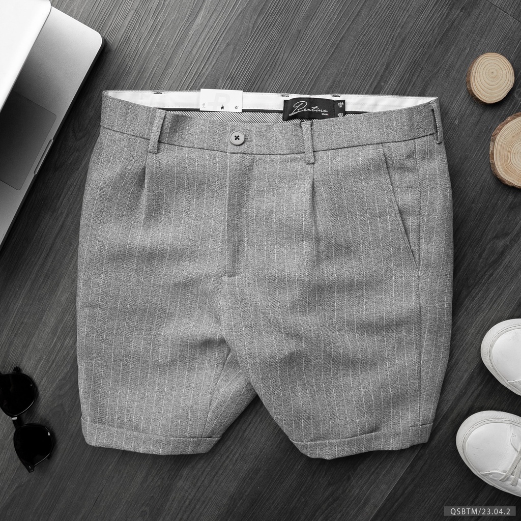 Quần short nam dáng âu Bentino chất tuypxi mịn đẹp, phong cách hàn quốc 23042