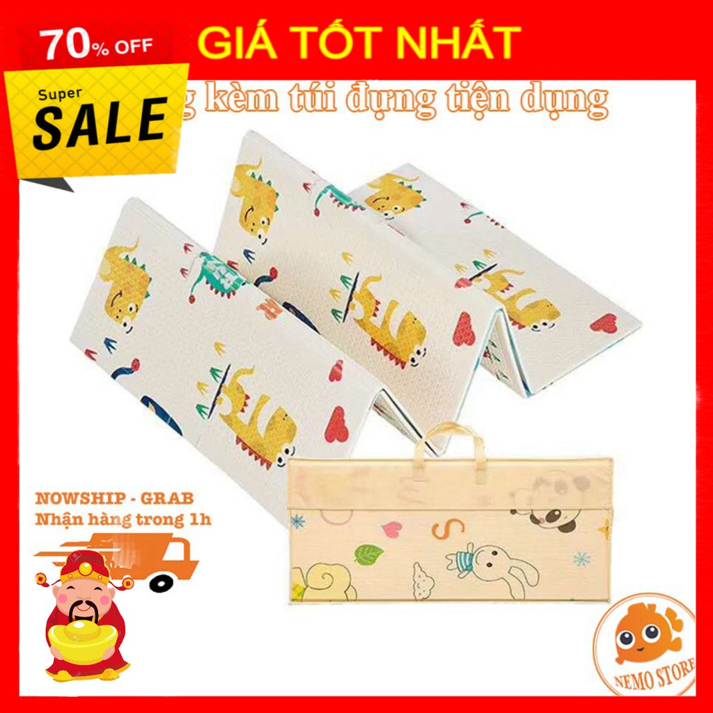 [ GIÁ TỐT NHẤT ]  Thảm xốp cho bé XPE gấp gọn tấm lót trải sàn 2 mặt chống thấm chống trơn hàn quốc phủ silicon 1m8 2m c