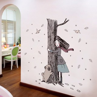 Decal dán tường cô bé mùa đông