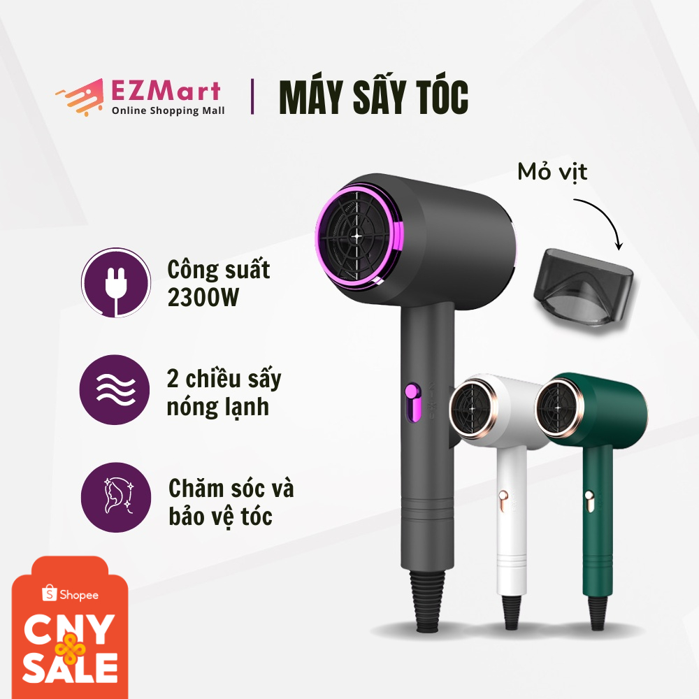 Máy sấy tóc 2 chiều nóng lạnh Công suất 2300W tạo kiểu tóc chuyên nghiệp, sấy khô nhanh chóng chuẩn salon