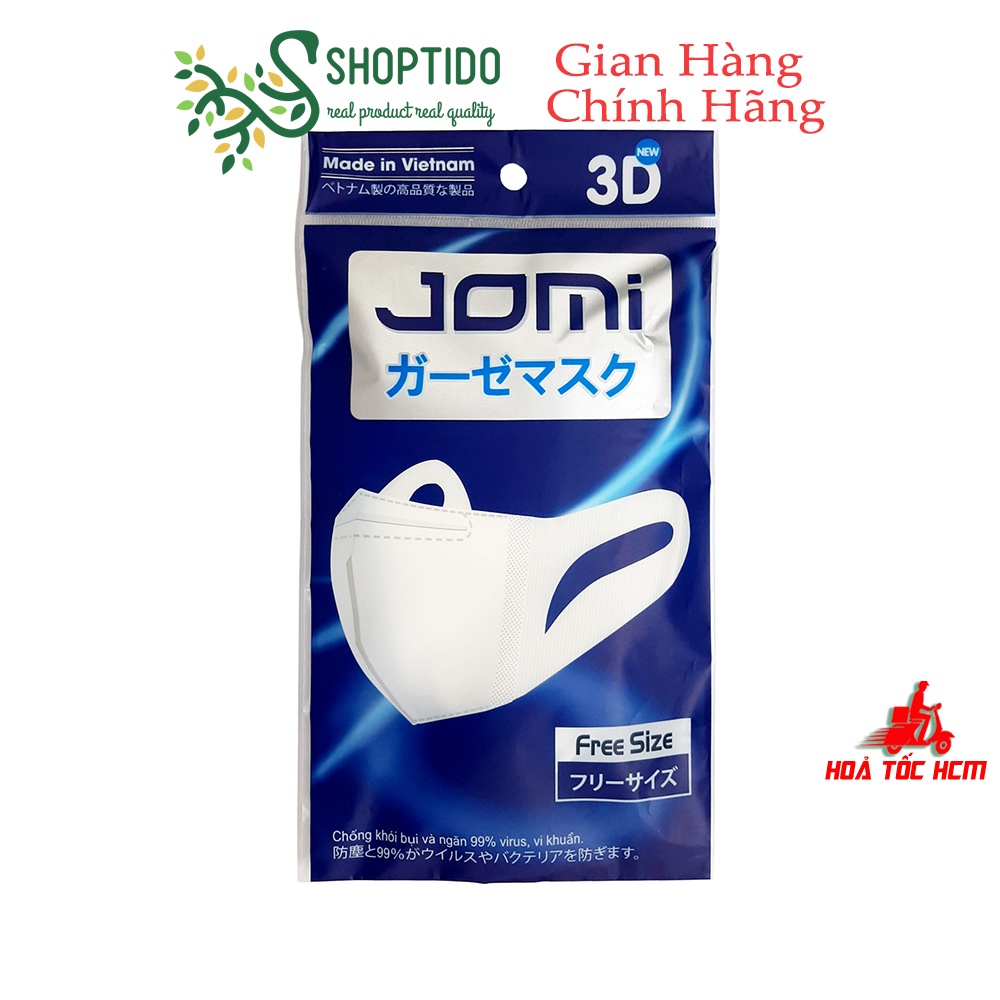 Khẩu trang y tế 3D JOMI kháng khuẩn, chống nắng, quai vãi cao caapsa NPP SHOPTIDO