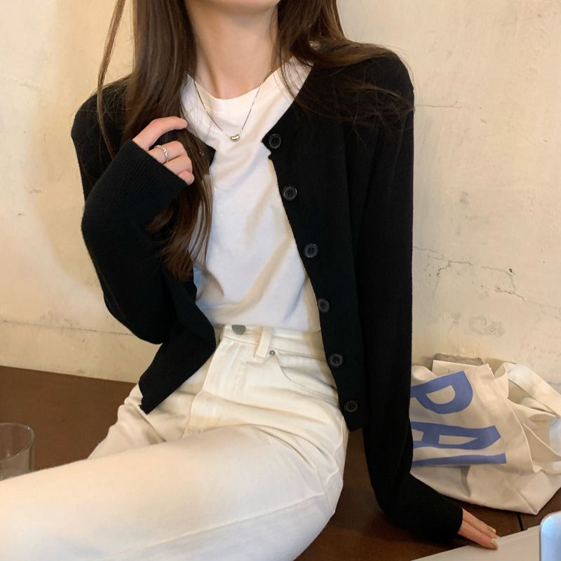 Áo cardigan trơn nhiều màu phong cách basic