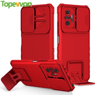 Ốp điện thoại TOPEWON kiểu giáp bảo vệ camera chống rơi có giá đỡ cho xiaomi 11t pro 11lite poco x4 x3 pro