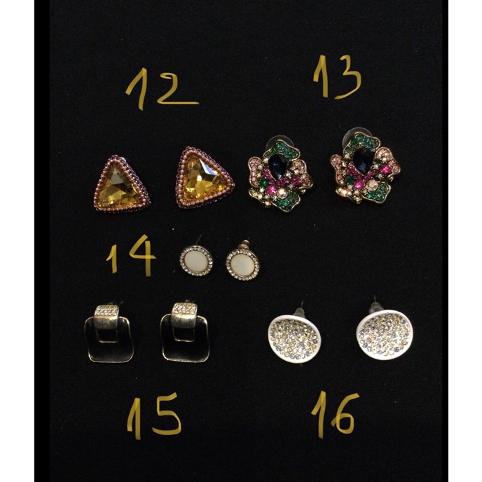 Khuyên tai nụ đính hạt, đá nhiều màu