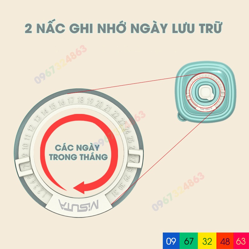 Hộp trữ đông MISUTA CAO CẤP 120ml, hộp trữ đồ ăn dặm cho bé dùng được trong lò vi sóng, có đặt lịch ngày trữ đông