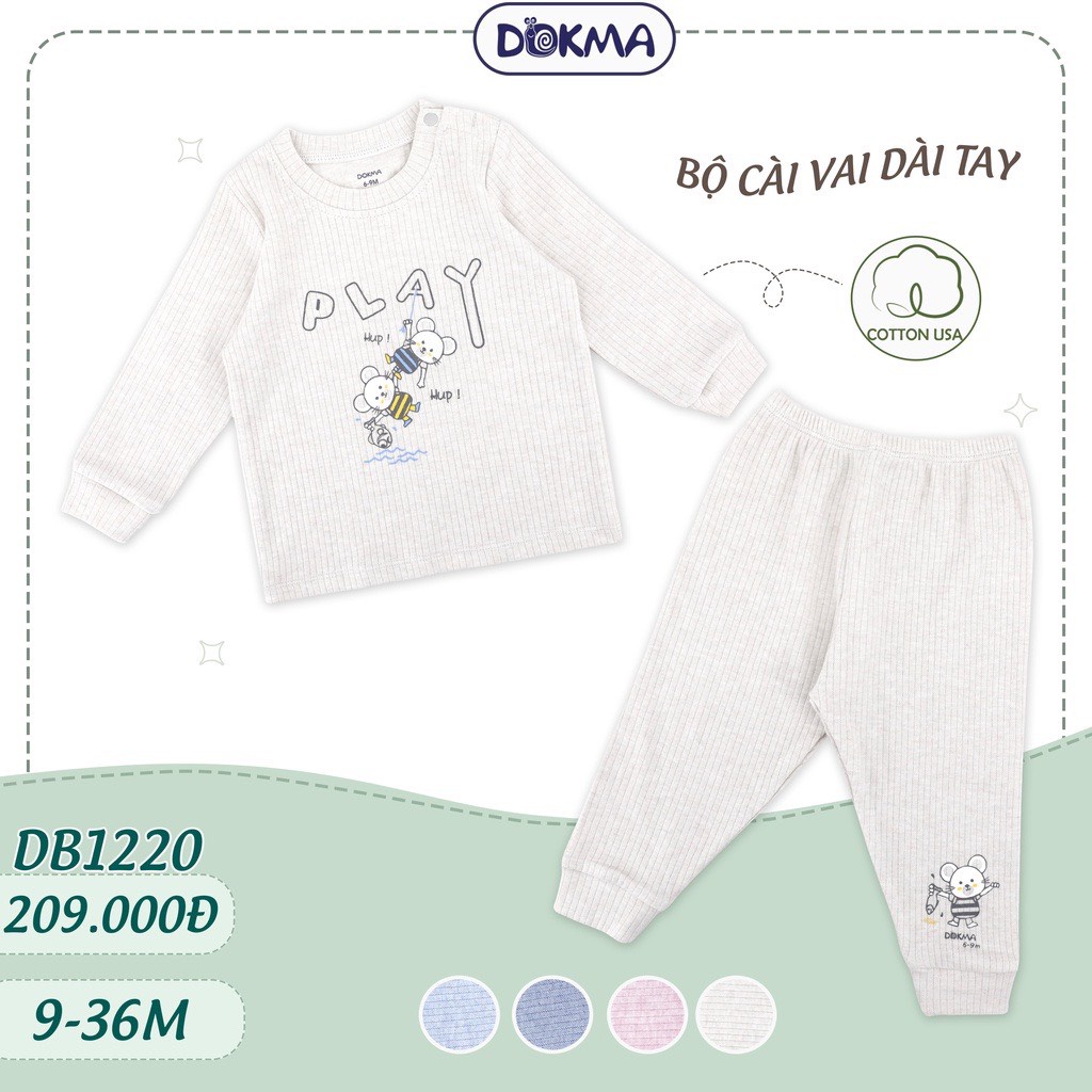 DB1220 Bộ dài tay cổ tròn Dokma chất nỉ dày vừa (9-36M)