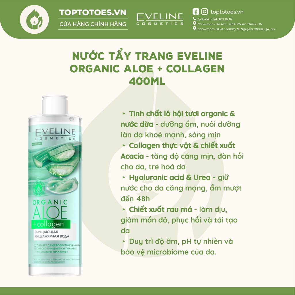 Nước tẩy trang Eveline Facemed+ Micellar Lô hội tẩy sạch nhẹ dịu, giữ ẩm cho da 500ml