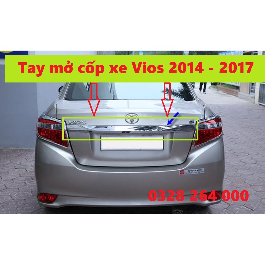 Ốp tay mở cốp sau, viền cốp xe Toyota Vios 2014- 2015- 2016- 2017 nhựa ABS mạ crom cao cấp