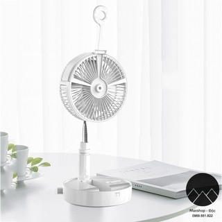 Quạt sạc tích điện phun sương cao 1m có đèn và sạc điện thoại vàcó thể gấp gọn du lịch cắm trại