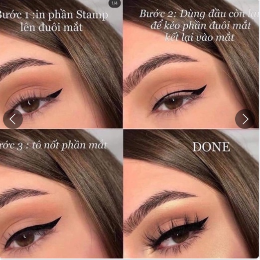 Bút dạ kẻ mắt 2 đầu thần thánh chống chống nước in mắt mèo đầu nhỏ không lem