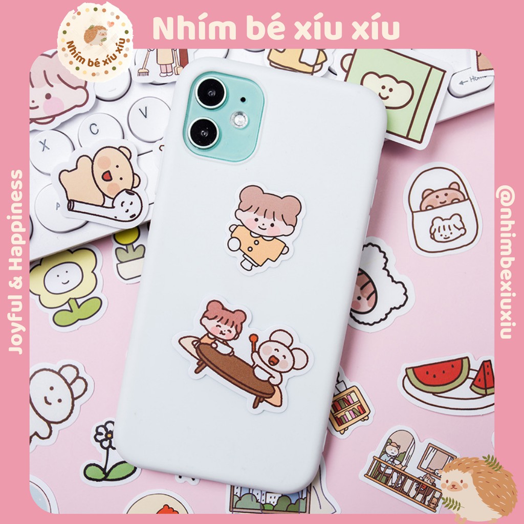 Set 100 sticker hình dán NHIỀU MẪU siêu dễ thương Nhimbexiuxiu VT346