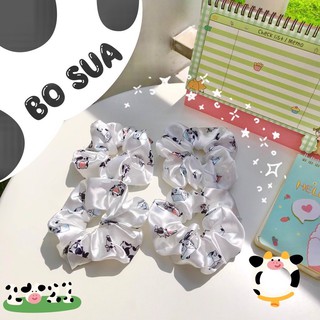 Cột Tóc Vải Scrunchies Bò Sữa