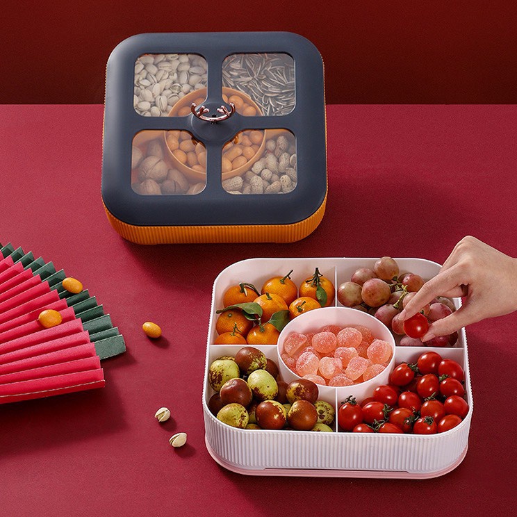 Khay mứt vuông 2 tầng hình con hươu ( khay đựng mứt- hoa quả- bánh kẹo)