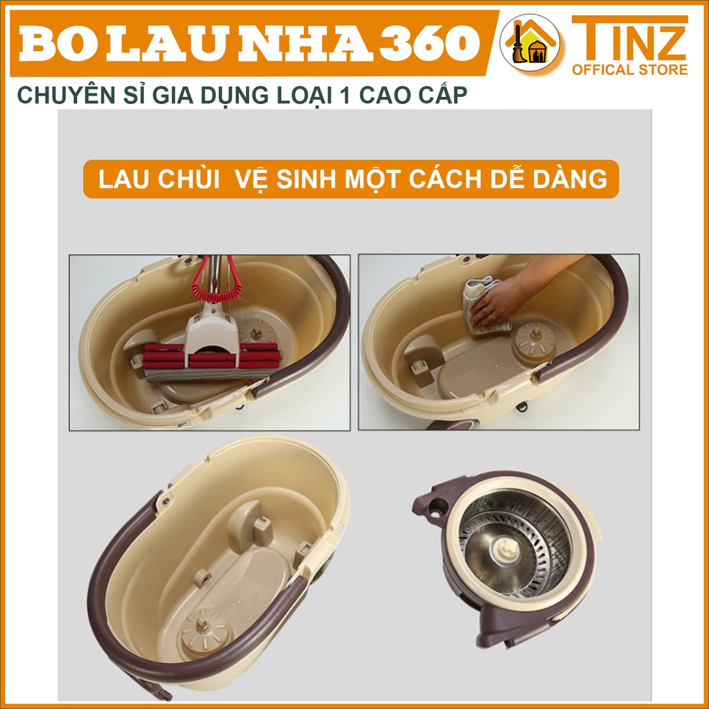 Cây lau nhà, bộ chổi lau nhà thông minh 360 độ TINZ|Mã Xdot1