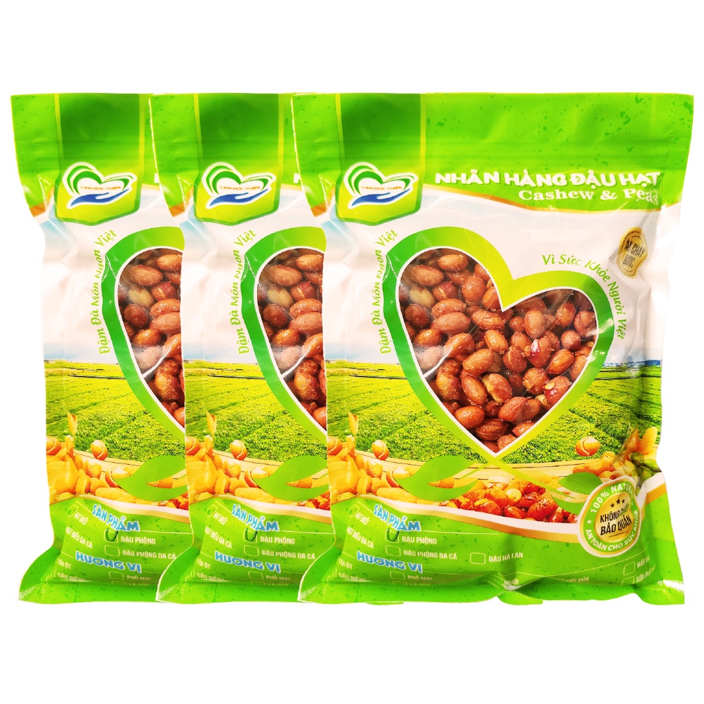 Combo đậu phộng rang tỏi ớt Tâm Đức Thiện (3 x Túi 500GR)