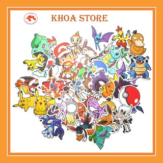 Sticker Pokemon hot nhất chống nước hình dán xe vali laptop mũ bảo hiểm bàn học nhạc cụ ván trượt