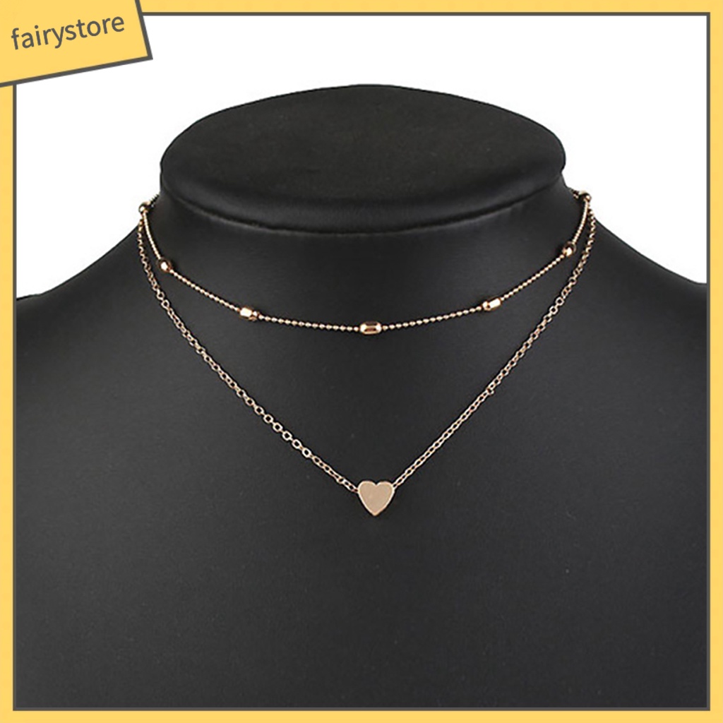 Dây Chuyền Choker Nhiều Lớp Mặt Hình Trái Tim Thời Trang Cho Nữ