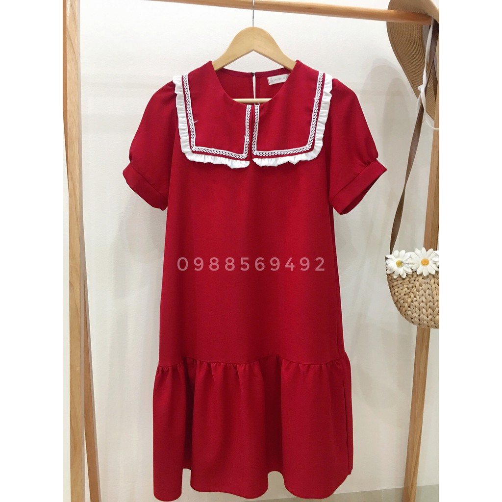 Váy bầu bigsize - Đầm bầu thiết kế GuMe Vuông To 3 Màu Đỏ,Xanh,Be dáng đuôi cá chất vải chéo hàn size 40-100kg  MB130