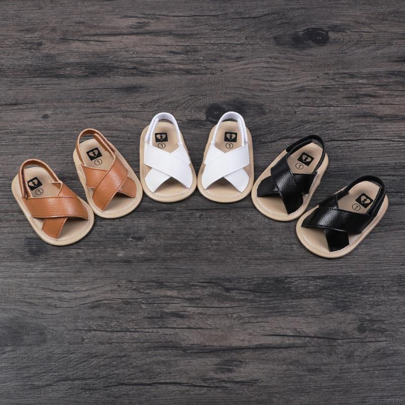 Đôi giày sandal giả da PU màu trơn thời trang cho bé từ 0-18 tháng tuổi