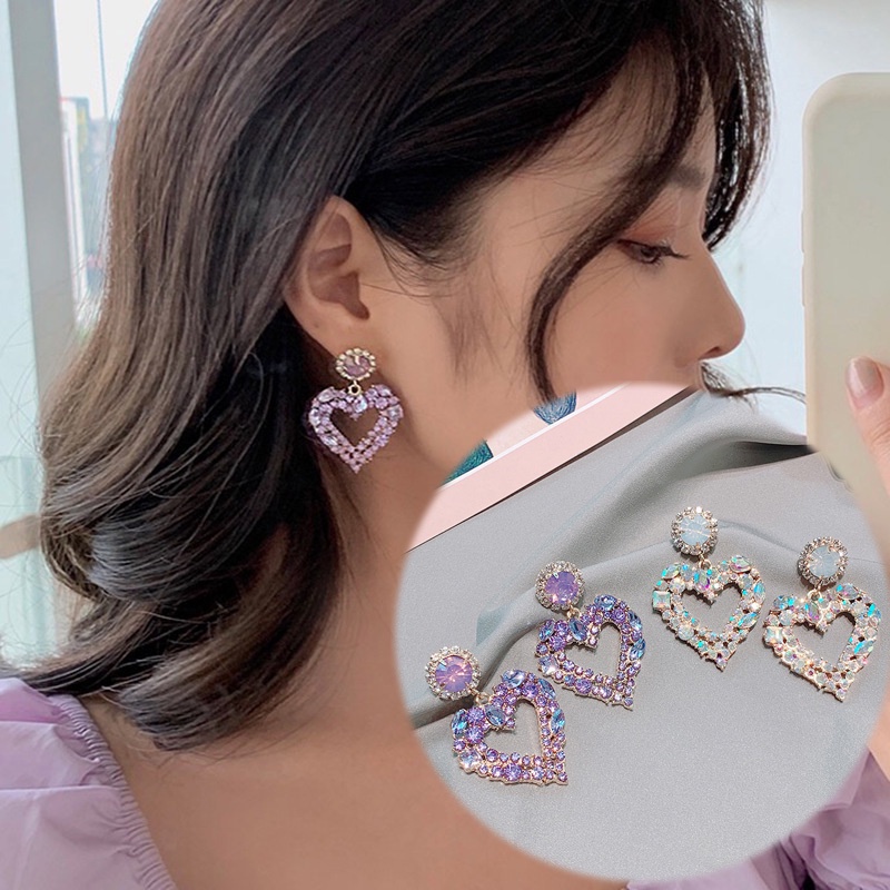 Khuyên Tai Nữ Đính Đá Tím Thời Trang Mới