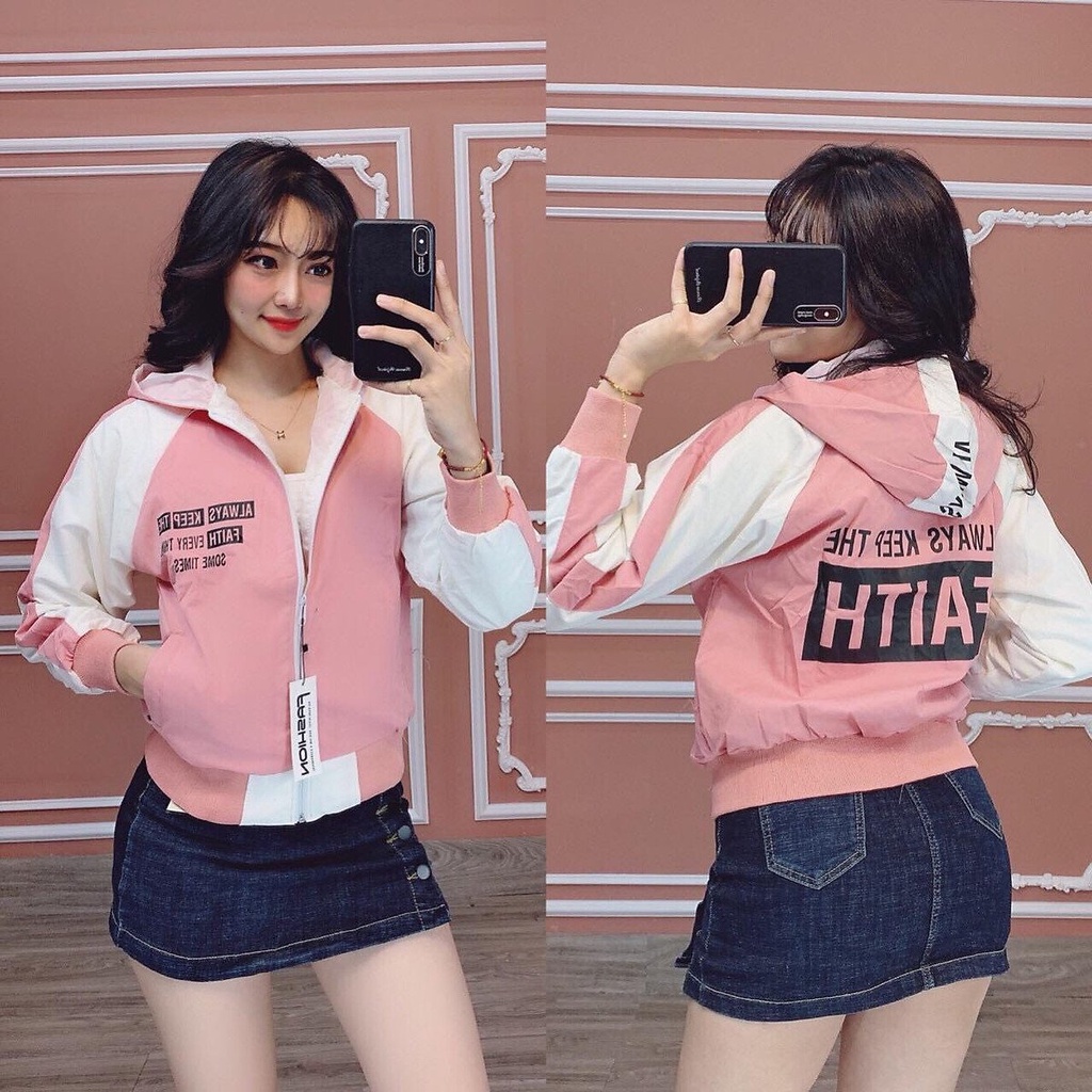 Áo khoác nữ dù 2 lớp chữ LONG siêu xinh - M326