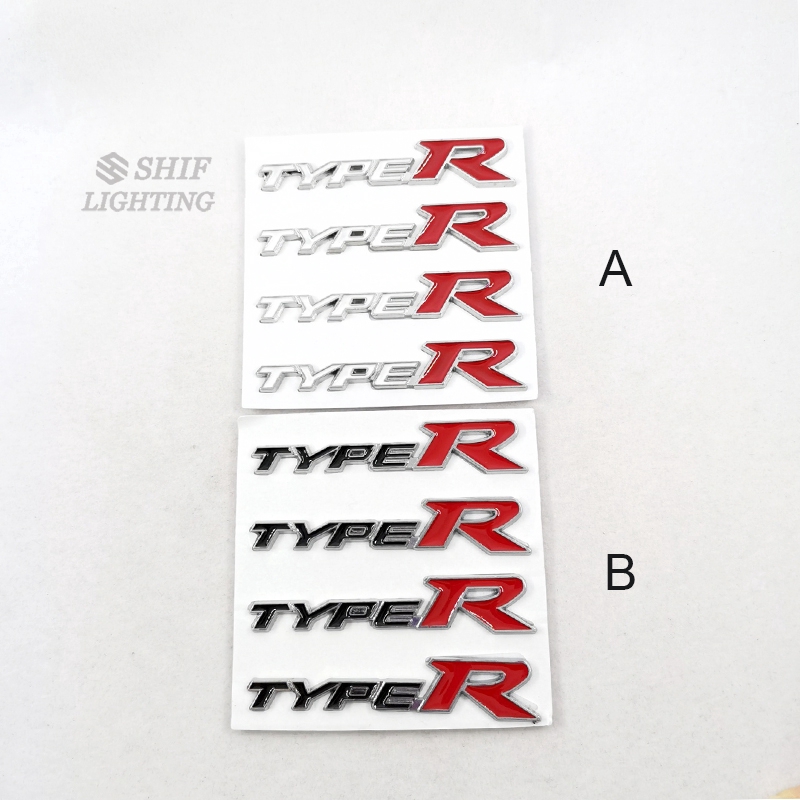 4 x Small Metal TYPER TYPE R Letter Car Auto Rear Side Steering Wheel Emblem Badge Sticker Decal Civic