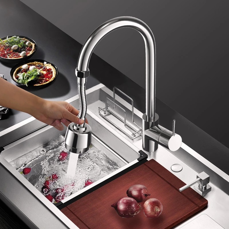 Đầu vòi nước xoay 360 độ hai chế độ chảy bằng thép không gỉ chống văng nước thông dụng cho nhà bếp nhà tắm