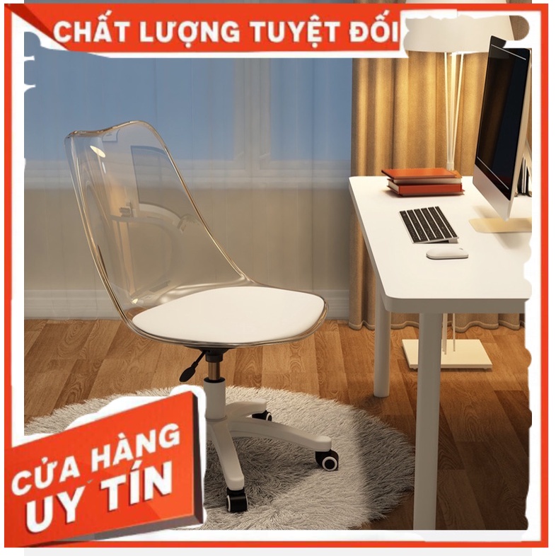 GHẾ NHỰA TRONG SUỐT VĂN PHÒNG, TRANG ĐIỂM, LIVESTREAM, TRANG TRÍ PHÒNG, CHÂN XOAY 1019PCX