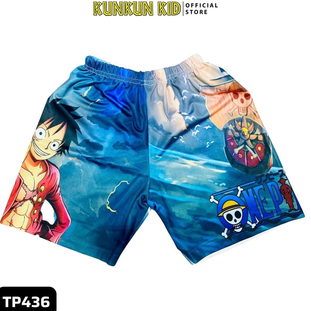 Quần áo trẻ em thun lạnh in 3D hình one piece Kunkun Kid TP436 - đồ bộ bé trai size đại