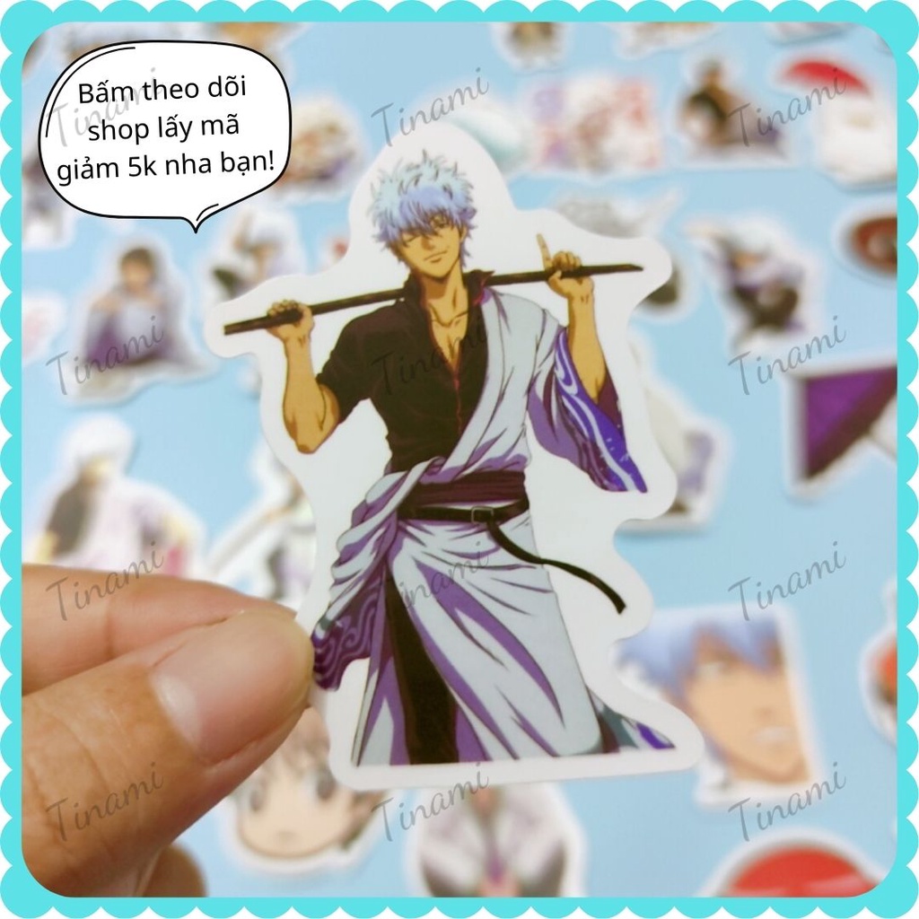 50 Sticker anime Gintama Linh hồn Bạc hình dán điện thoại laptop vali ván trượt mũ bảo hiểm xe máy sưu tầm decor phòng