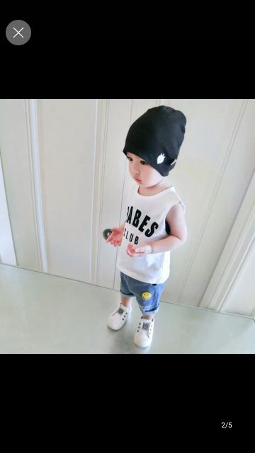 Quần bò tag mặt cười ngộ nghĩnh bé trai bé gái