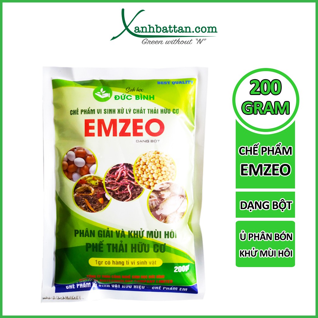 Men vi sinh Emzeo Khử mùi hôi phân cá, ủ đậu tương và rác thải sinh hoạt 200 gram