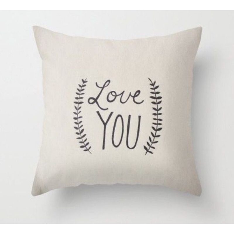 Gối thêu chữ Love You, You are My favourite, Kiss Me, Gối Sofa vải Canvas. Gối tựa trang trí nhà cửa phong cách tối giản