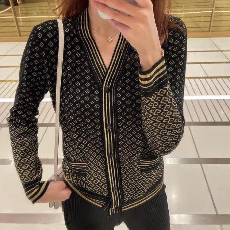 áo len cardigan logo cổ chữ v đầu xuân gucci GC GG