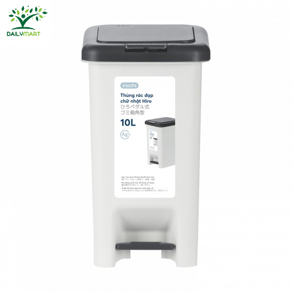 Thùng rác đạp chữ nhật Hiro 10L chính hãng Inochi