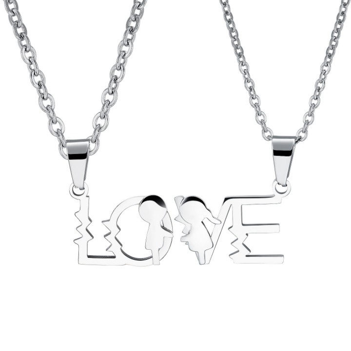 Bộ 2 Dây Chuyền Cặp LOVE Titan Ko Rỉ TT 2041