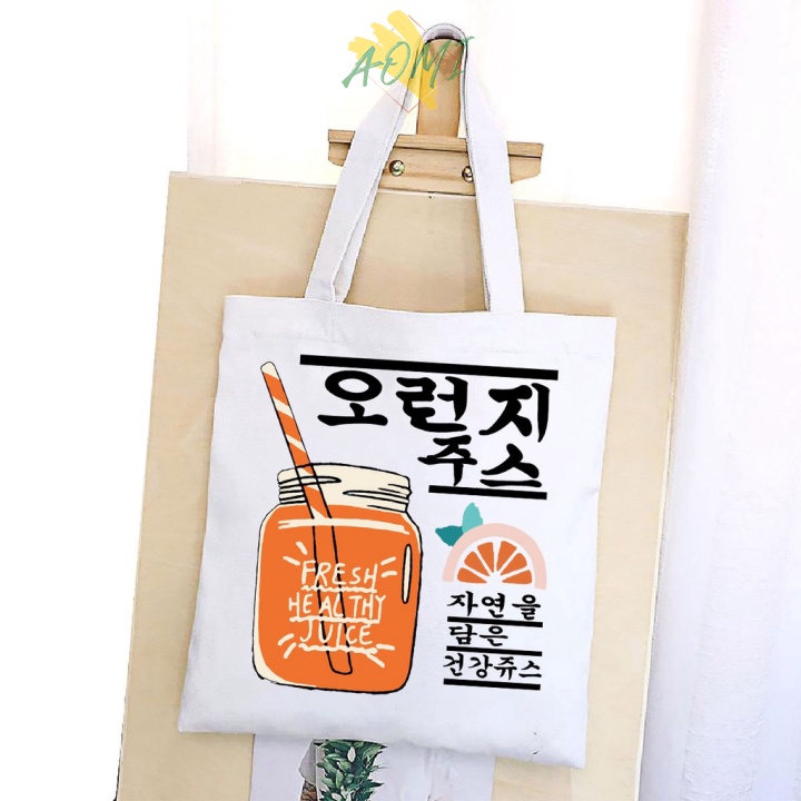 [Nhiều mẫu Đẹp] TÚI VẢI HAN QUOC TOTE CANVAS BAG CÓ KHÓA KÉO SIZE LỚN 33x38cm PHONG CÁCH CÁ TÍNH HOT TREND AOMIVN VUHYEN